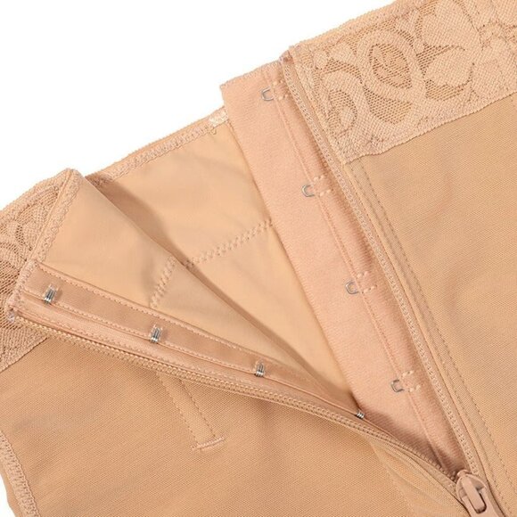 Deep Nude Mid-Waist Butt Lifter Tummy Control Front Zipper Slimming Faja Shorts - Picture 7 of 7